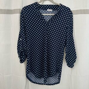 Navy Polka Dot Blouse